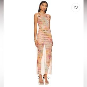 Like New MISA Los Angeles Fernanda Maxi Sheer Dress in Disco Matrix Revolve XS
